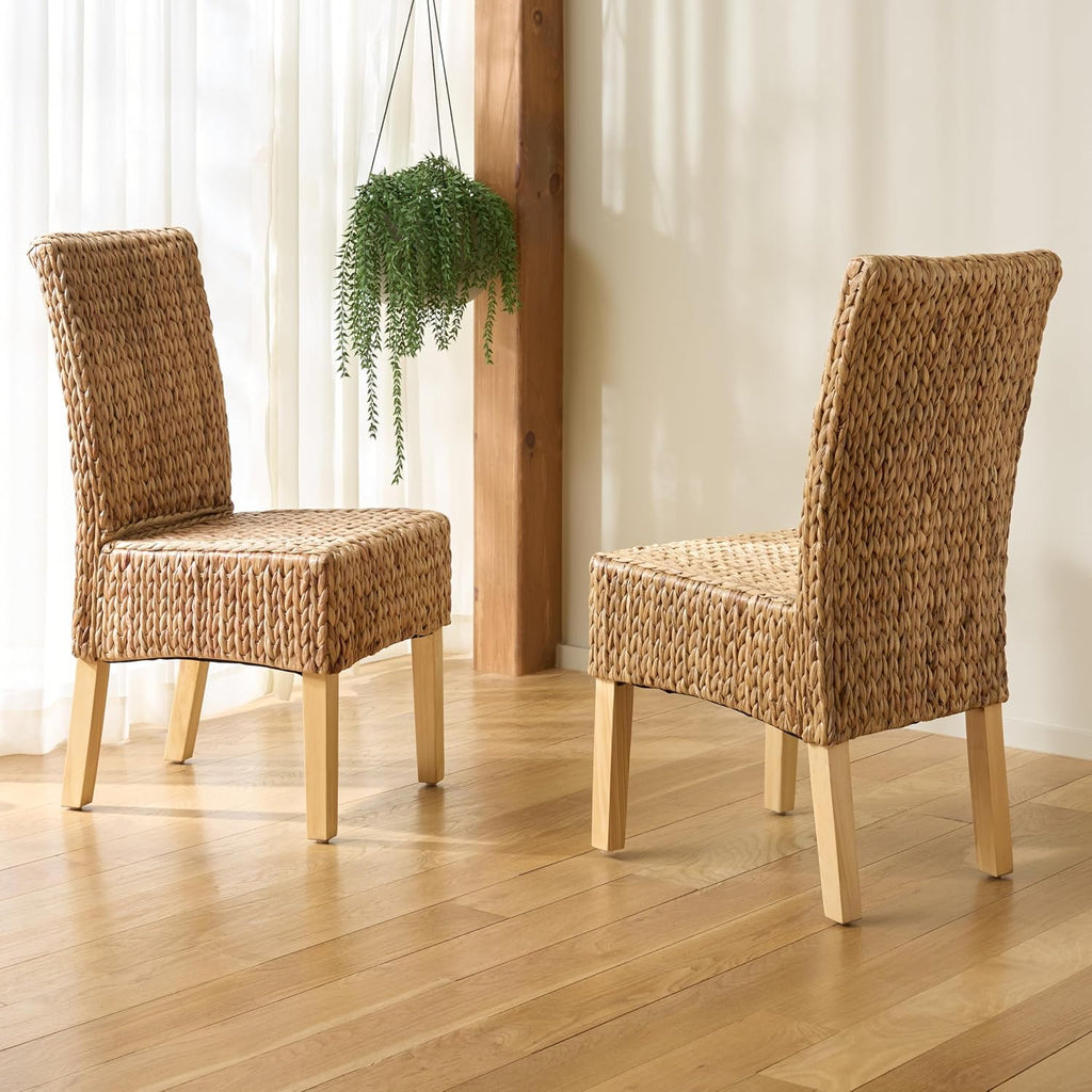 SAFAVIEH Furniture - Luz Dining Chair Set of 2 - Coastal Design - Natural Pine Solid Wood - Ideal for Dining Room, Kitchen, 18.5" Seat Height (SEA8016C-SET2)