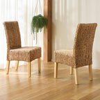 SAFAVIEH Furniture - Luz Dining Chair Set of 2 - Coastal Design - Natural Pine Solid Wood - Ideal for Dining Room, Kitchen, 18.5" Seat Height (SEA8016C-SET2)