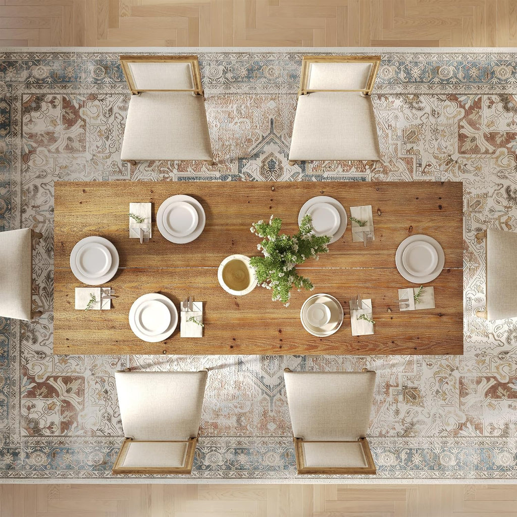 63" Industrial Dining Table for 4-6 People, Solid Wood Rectangular Kitchen Table with Heavy-Duty Metal Legs for Home, Dining Room, Small Space, Rustic Brown