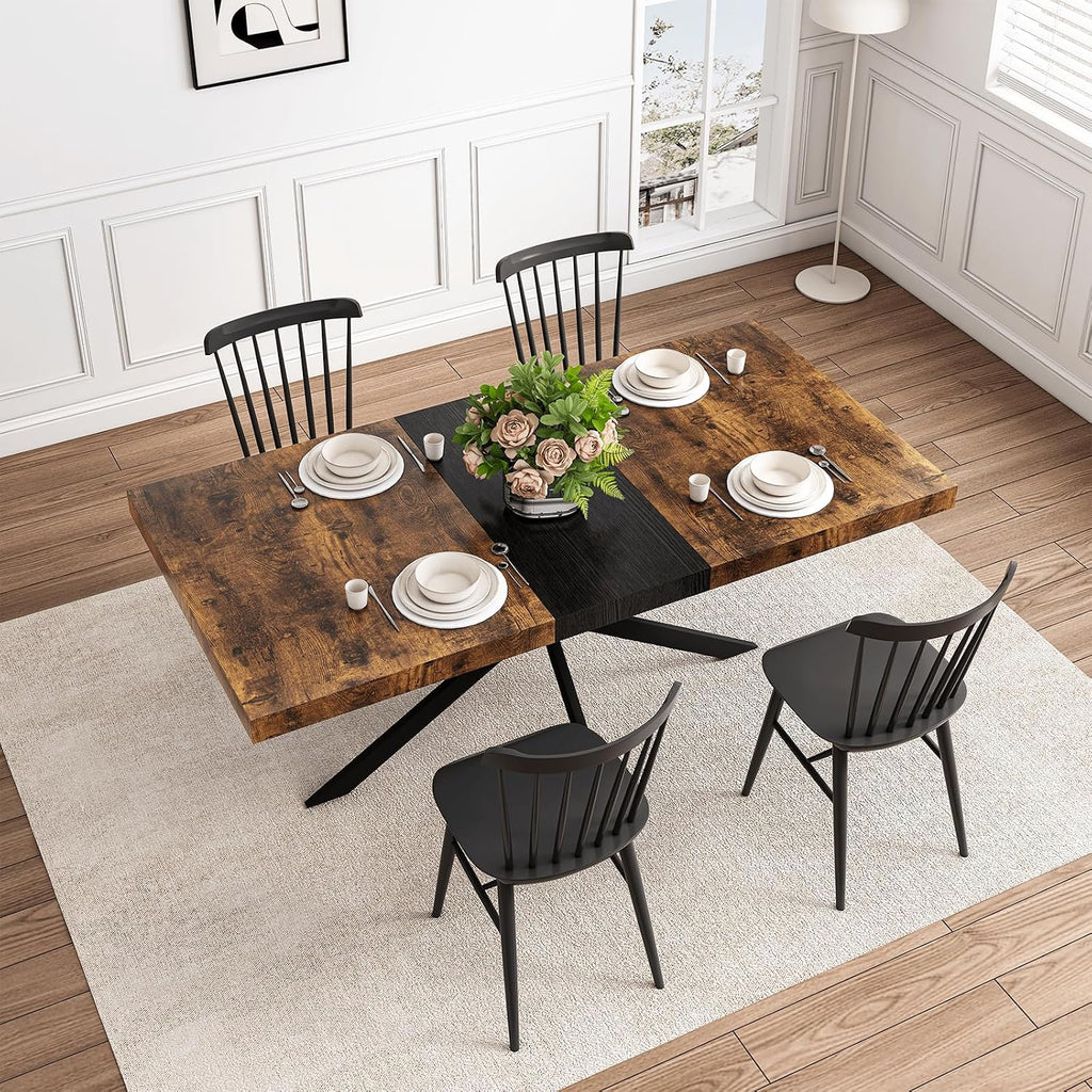 71" Extendable Dining Table for 4-8 People Wooden Dining Room Table Modern Extendable Kitchen Table for Dining Room, Small Space Saving Design, Easy Assembly(Brown)