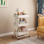 MIOCASA 3-Tier Metal Utility Rolling Cart, Heavy Duty Multifunction Cart with Lockable Casters, Easy to Assemble, Suitable for Office, Bathroom, Kitchen, Garden