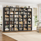 HOSTACK 86" H Triple Wide Bookshelf and Bookcase, Large Book Shelves, Black