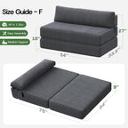 Convertible 4-in-1 Folding Sofa Bed Sleeper Chair Couch Foldable Chaise Lounger & Mattress Pocket Coils+Foam Fill Medium Support, No Assembly for Living Room/Bedroom, Full