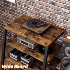 Besiost AV Media Stand with Outlets, Media Console with LED Lights, Stereo Racks and Stands with Storage Shelves, Media Audio Tower Cabinet, Rustic Brown