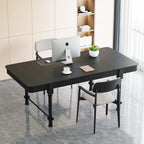 78 Inch Fluted Kitchen Dining Table for 6 8 10, Large Rectangular Kitchen Table with Drawers, Mid Century Modern Long Dinner Table Dining Room Tables with Solid Wood Legs for Home Living Room, Black