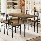 Dining Table Set for 4 with 1.6" Thick Tabletop, 5-Piece Kitchen Table Set, Space-Saving Rectangular Dining Room Kitchen Table Chair Set for Small Space,Dinette,Apartment,Rustic Brown