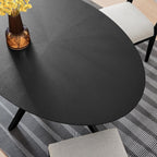 Modway Crossroads 63" Oval Wood Dining Table, Wood Veneer, Seats 6, Easy to Assemble in Black