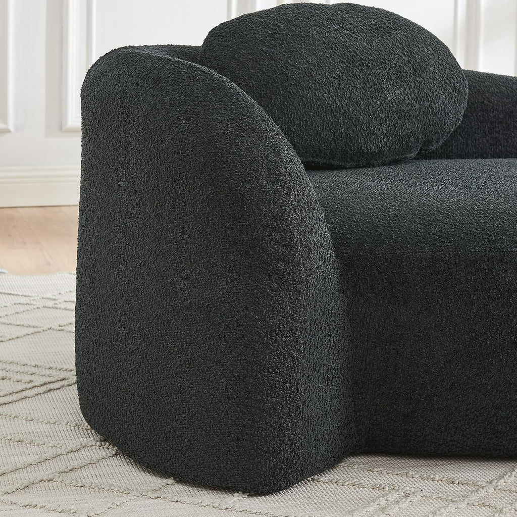 Full Foam Chaise Lounge Chair Indoor, Boucle Upholstered Chaise Lounge Sofa Bed, Right Facing Leisure Cloud Recliner Couches Sleeper Daybed for Living Room
