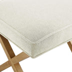 Amazon Basics Small Ottoman Foot Rest, Mid-Century Modern X Square Polyester Foot Stool, Linen, Ivory White, 18" D x 19.8" W x 18.3" H