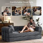 79" Convertible Futon Sofa Bed, Couch for Living Room | Dark Gray | Folding Corduroy Sleeper Sofa, Modular Futon Couch with Fixed-Shape Frame, Pull Out Couch No Assembly