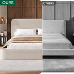 LARMACE King Upholstered Platform Bed Frame with Padded Headboard