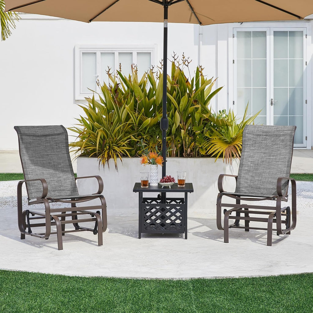 Yaheetech Outdoor Rocking Chair Patio Glider with Sling Seat Set of 1,Gray | Porch Chair and Outdoor Rocker with Steel Construction for Balcony, Deck, Backyard and Garden; Smooth-Gliding Lounge Seating
