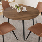 HIPIHOM 43.3 Inch Walnut Round Dining Table for 4, Space-Saving Dinette Perfect for Kitchen Dining Living Room(Walnut Table)