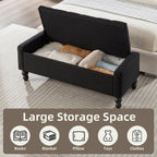 50" W Storage Ottoman Bench with Safety Hinge, Load up to 660 lb Ottoman with Storage, Upholstered Tufted Entryway Bench with Seating for Living Room, Bedroom, Entryway, Black