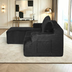 Eafurn 96" L Shaped Cloud Sectional Couch with Chaise, Deep Seat Modular Sectional Sofa Corduroy Memory Foam Sofa Couches for Living Room Bedroom, No Assembly Required, Black