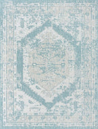 Unique Loom Outdoor Traditional Collection Area Rug - Valeria (9' x 12' 2" Rectangle, Aqua/ Ivory)