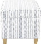 HomePop Home Decor | K7342-F2359 |Classic Square Storage Ottoman with Lift Off Lid | Ottoman with Storage for Living Room & Bedroom, Blue Stripe Large