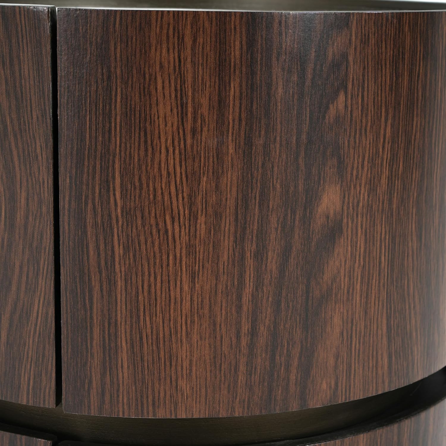 Italian High-End MDF Double-Layer Storage Round Side Table - Brown & Black Elegance