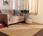 · REDEARTH · Round Pouf Ottoman - Hand Knitted Boho Poof Footrest - Ivory
