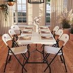 Cosco 6ft Fold-in-Half Blow Molded Folding Table, Indoor/Outdoor, Comfort Handle, Lightweight Plastic Construction - White