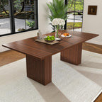 kevinplus78.74'' Rectangular Wood Dining Table with Hidden Storage Space for 4-6, Modern Midcentury Kitchen Dinner Table for Dining Room Living Room, Easy Assembly, Walnut