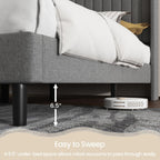 Queen Bed Frame with Vertical Channel Tufted Headboard & Wingback