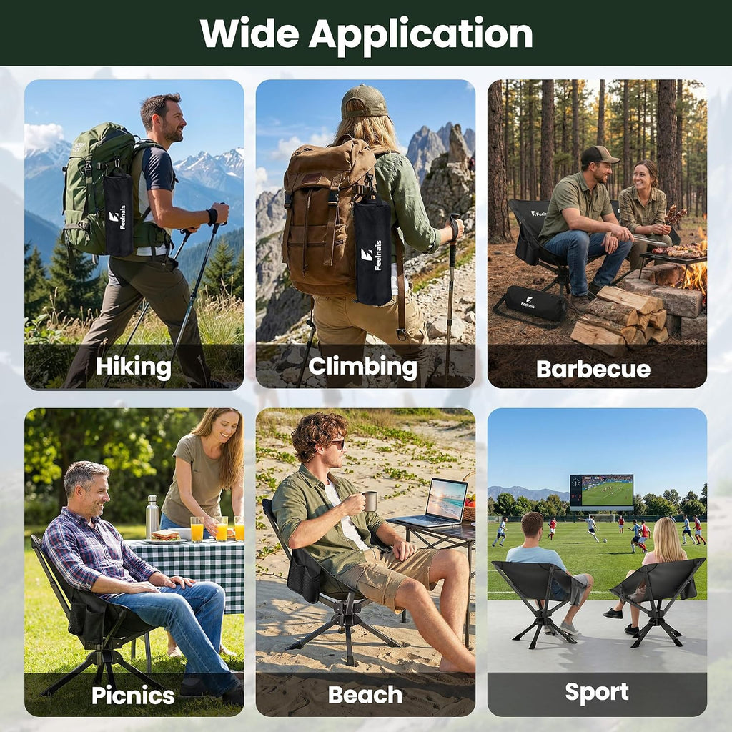 Portable Camping Chairs for Adults, Comfy Folding Camp Chair | 3.5 lbs Lightweight, 10 Seconds Quick Setup, Side Pocket, Storage Bag Easy to Carry for Outdoor Sporting, Holds up to 330 lbs