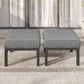 Wisteria Lane Metal Patio Furniture Footstools Set of 2, Oversized Outdoor Ottomans with Upgraded Cushions, All-Weather Outdoor Footrest Seat for Balcony, Garden, Deck, Backyard, Gray