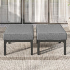 Wisteria Lane Metal Patio Furniture Footstools Set of 2, Oversized Outdoor Ottomans with Upgraded Cushions, All-Weather Outdoor Footrest Seat for Balcony, Garden, Deck, Backyard, Gray