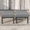 Wisteria Lane Aluminum Patio Furniture Footstools Set of 2, Oversized Outdoor Ottomans with Upgraded Cushions, All-Weather Outdoor Footrest Seat for Balcony, Garden, Deck, Backyard, Gray
