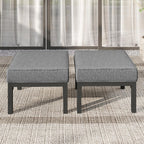 Wisteria Lane Aluminum Patio Furniture Footstools Set of 2, Oversized Outdoor Ottomans with Upgraded Cushions, All-Weather Outdoor Footrest Seat for Balcony, Garden, Deck, Backyard, Gray