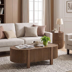 Christopher Knight Home Amano Modern Coffee Table Set of 2, Wooden Round Side Table and Coffee Table Set, Living Room Center Table Set, Walnut