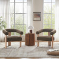 VKNOW Accent Chair Living Room Chairs Set of 2, Modern Upholstered Arm Chair with Solid Wood Legs, Comfy Barrel Accent Chairs for Living Room, Bedroom, Brown