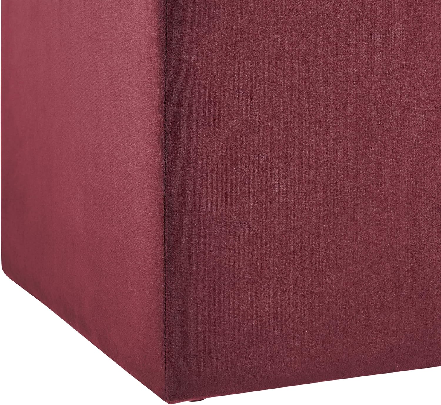 Studio Living® 18” Warren Ottoman Square Soft Velvet Bench, Stationary Ottomans, Backless Chair, Footrest for Living Room, Footstool Office, Bedroom, Padded Seat, Plum