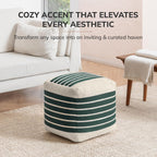 Anji Mountain Artisan Crafted Cotton Blend Pouf Ottoman | Versatile Floor Seating & Footstool for Living Room | Modern Boho Home Décor Accent | Filled Pouffe | Soft & Fluffy Ottoman Pouf, Lightweight, Decorative Floor Pouf Seating for Bedroom & Home
