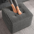 23.6in Pouf Ottoman, Corduroy Footstool Foot Rest Floor Seating | Dual-layer support with soft chunk-foam top & firm base. Ideal floor footrest & extra seating for living room, Dark Gray