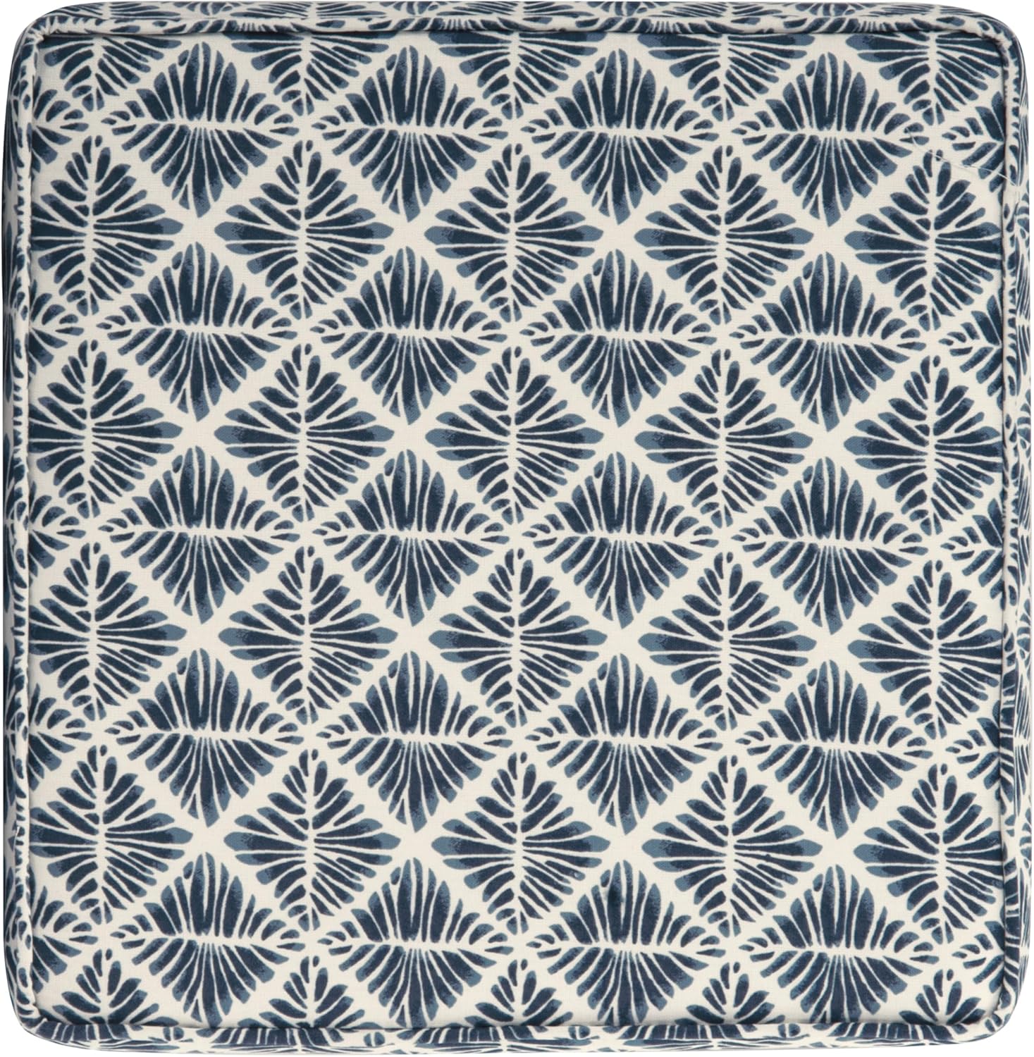 HomePop 18" Classic Square Storage Ottoman - Blue Geometric Pattern