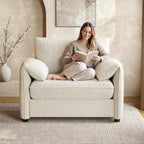 ONBRILL Oversized Accent Chair, 41 Inch Chenille Fabric Armchair, Beige | Comfy Single Sofa Chair with Padded Arms, Pocket Spring Cushion, Modern Reading Chair for Living Room, Bedroom, Apartment