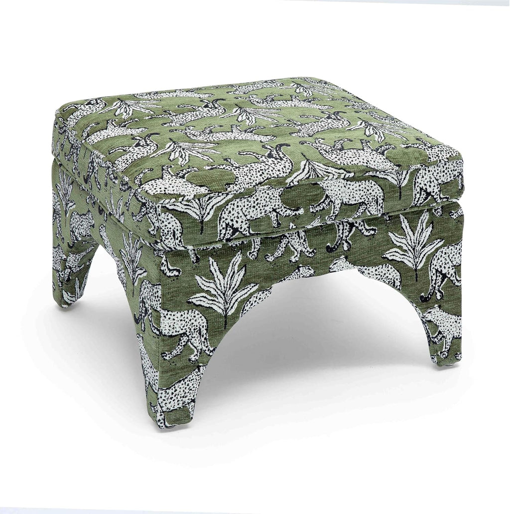 Tov Furniture Raji Jacquard Ottoman (Olive Green Leopard)