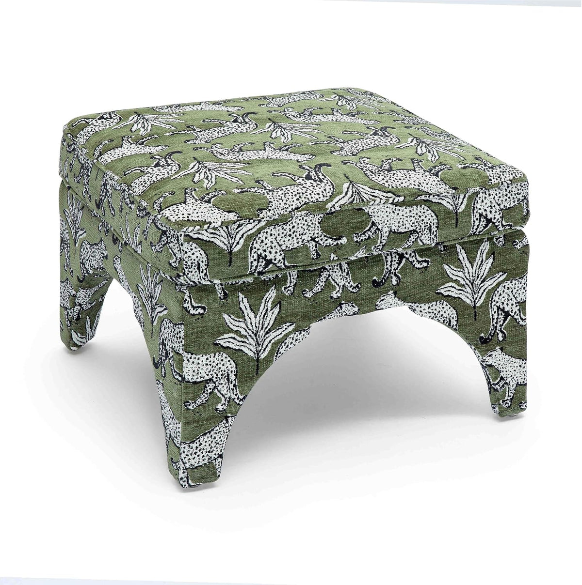 Tov Furniture Raji Jacquard Ottoman (Olive Green Leopard)