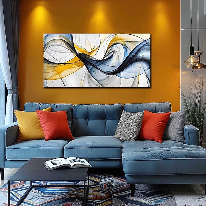 Modern Wall Art for Living Room - Abstract Wall Art for Bedroom Decor Ready to Hang Size 24" x 48"