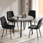Homedot 5-Piece Round Dining Table Set for 4, 37-Inch Gray Kitchen Table with 4 Seated Black Dining Chairs Set for Apartment/Dining Hall, Compact Breakfast Nook Table Set