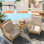 DECMICO Outdoor Rocking Chair Set, 3-Piece Wicker Patio Furniture | Elegant Wicker Style | Comfortable Cushions | Stable Frame Construction | Balcony & Garden Ready