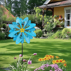 Solar Wind Spinner Retro Spinner, Waterproof Outdoor Metal Wind Sculpture for Patio, Lawn & Garden Decor (Large)