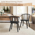 LUE BONA Black Dining Chairs Set of 8, Farmhouse Wood Dining Chairs with Semicircular Backrest, Spindle Dining Chair for Kitchen and Dining Room, 18 Inch