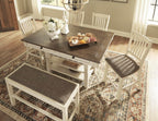 Signature Design by Ashley Bolanburg Double Upholstered Bench, Counter Height, Whitewash
