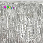 4 Pack 3.3x6.6ft Silver Foil Fringe Backdrop - Wavy Metallic Tinsel Foil Curtains Photo Booth Backdrop for Birthday Wedding Holiday | Silver Streamers Celebration Bachelorette Party Decorations
