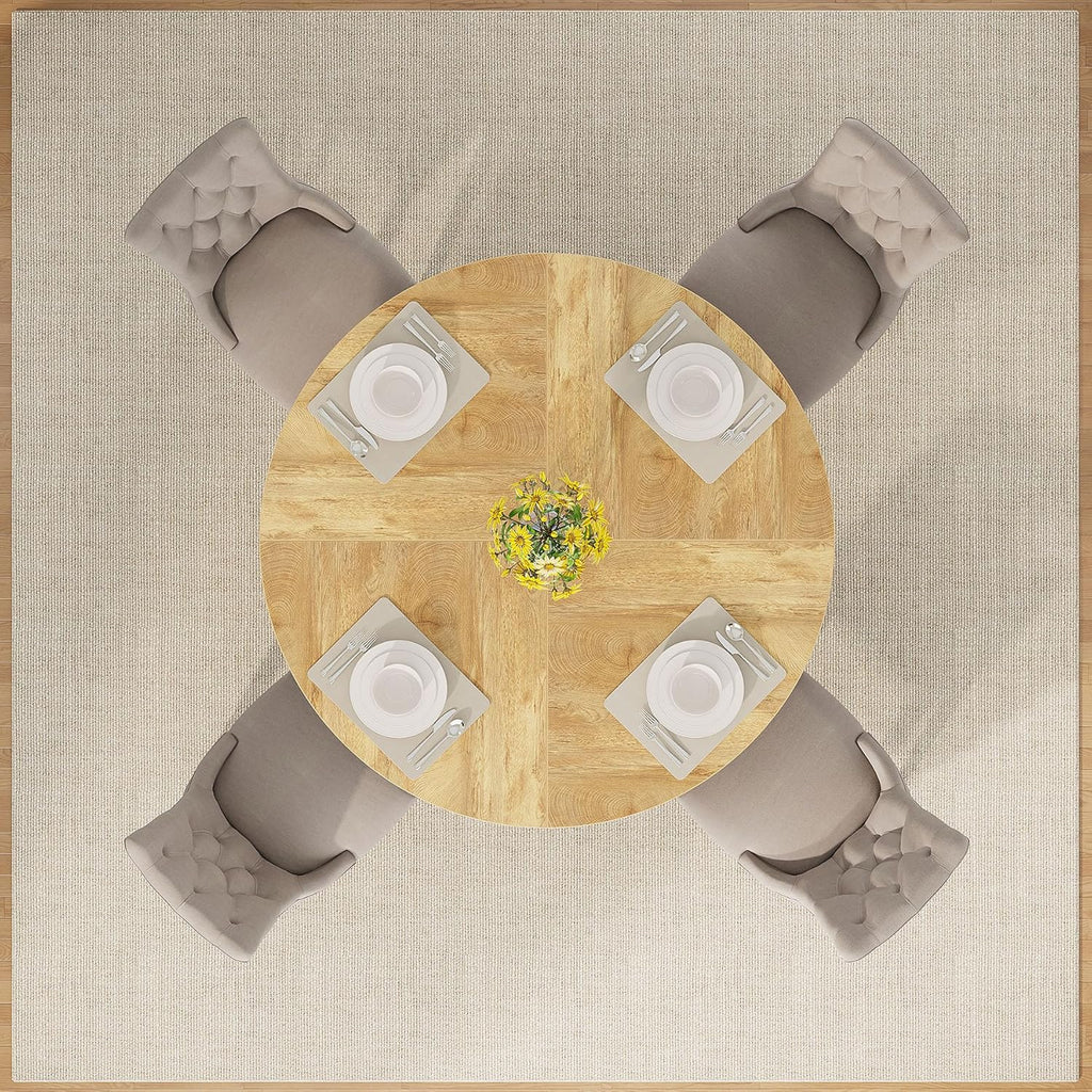 Tribesigns 47 inch Round Dining Table Wood Kitchen Table for Dining Room, 47" Dinner Room Tables for 4-6, Farmhouse Accent Furniture with Wooden Tabletop and Cross Base, Light Wood