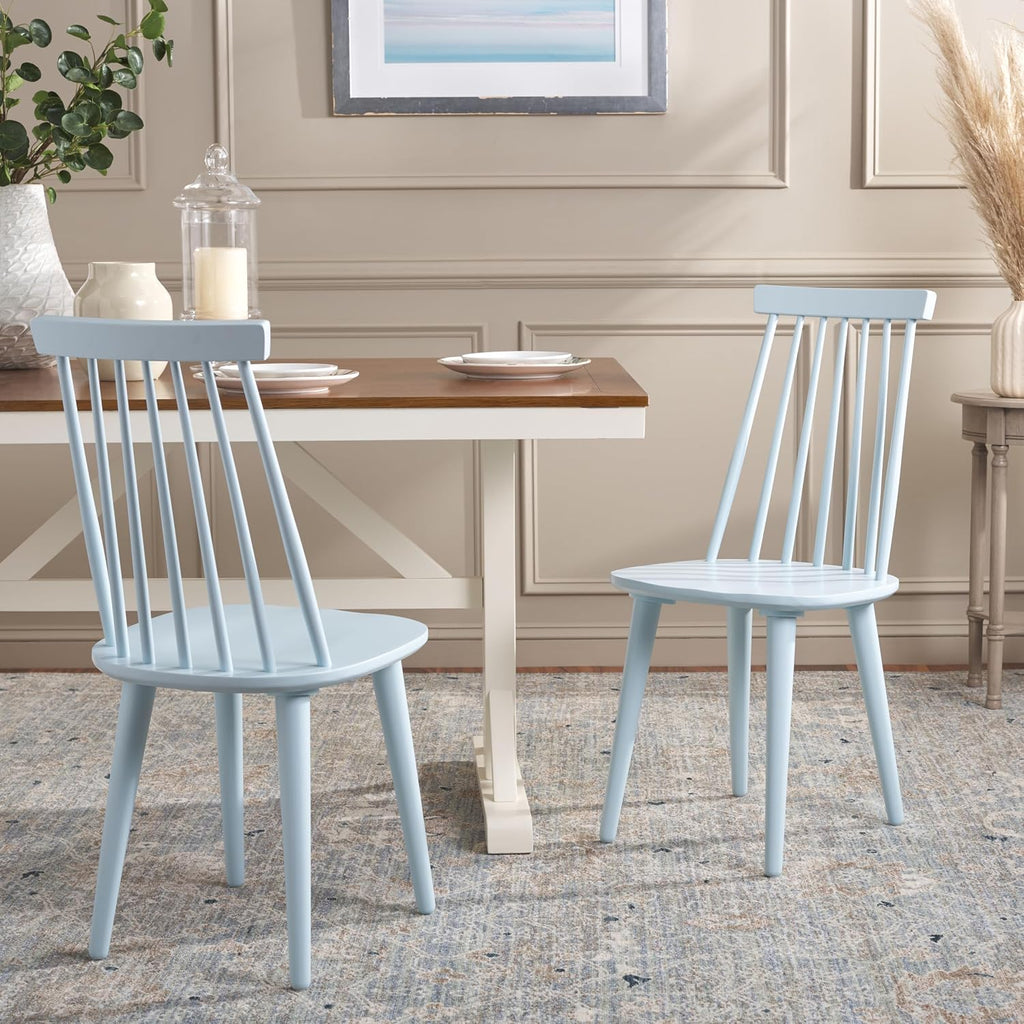 SAFAVIEH Furniture - Burris Side Chair Set of 2 - Pale Blue - Solid Wood - Modern Clean-Line Design - Ideal for Dining Room, Kitchen, Living Room, 17.7" Seat Height (AMH8511G-SET2)