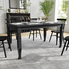 Flash Furniture Grace 60" Solid Wood Dining Table, Commercial Grade Heavy Duty Wood Table, Decorative Turned Legs, Water Resistant Finish, Seating for 6, Black